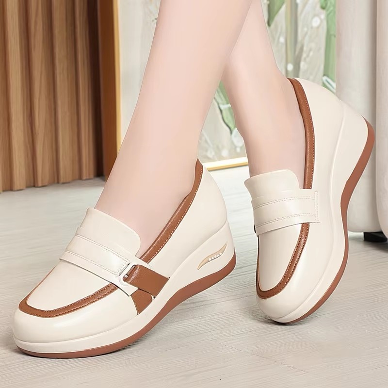 Leather Work Flats Women - All Match Comfortable Breathable Slip on