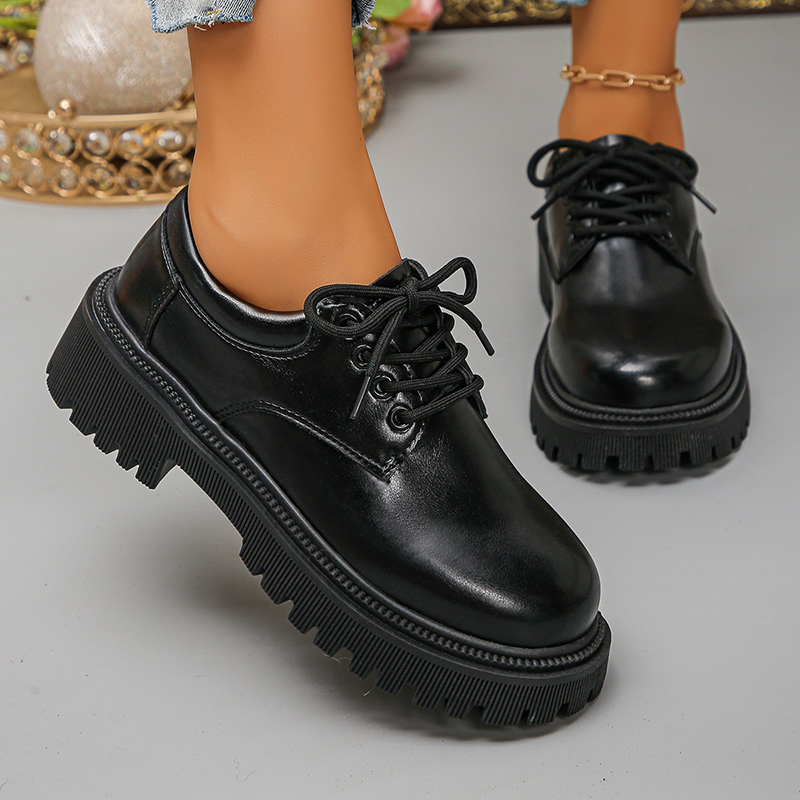 Leather Work Flats Women - Women's Platform Oxford Shoes Fashion Black