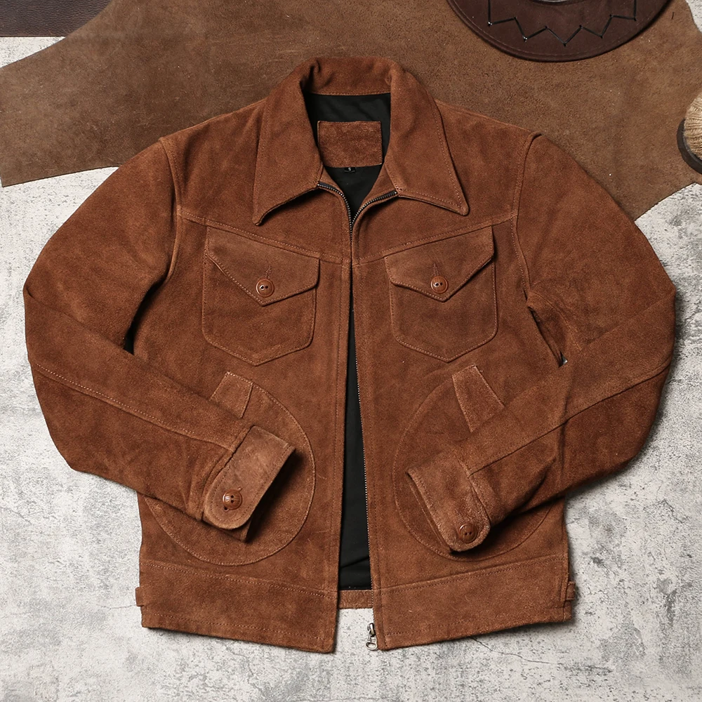Leather Work Jacket Mens - Autumn and Winter Farmer Leather Jacket,