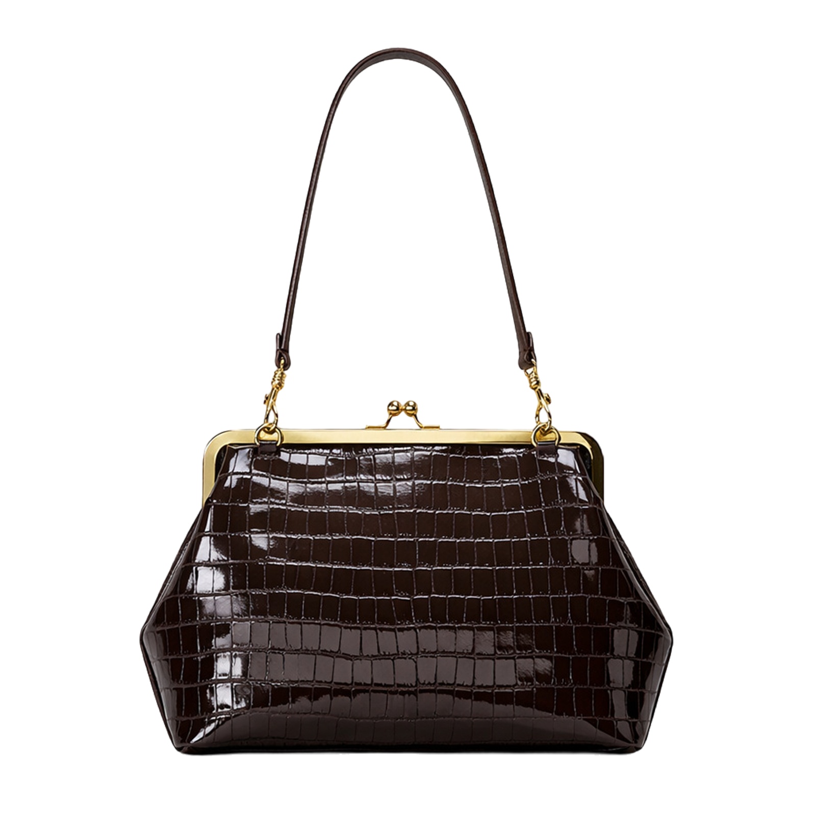 Leather Workshop - PU Leather Kiss Lock Bag Large