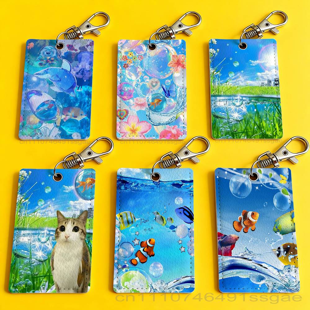 Leather Work In Art - F-Frutiger Aero Art Badge Holder Keychain