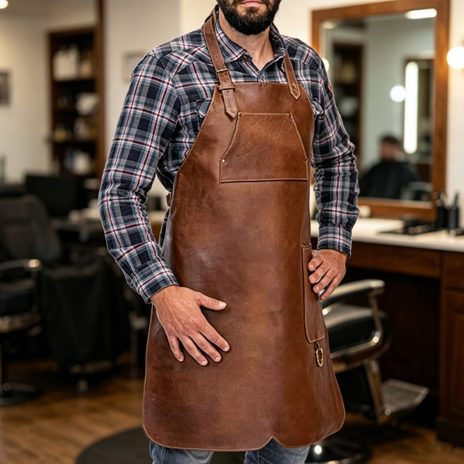 Leatherwork Apron - Waterproof Hair Stylist Apron With Pockets