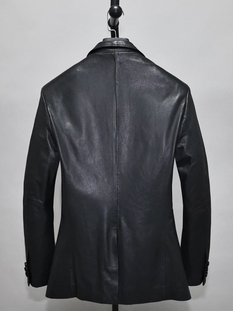 Slim Fit Solid Color Men Offic - Leather Work Jacket Mens のレビューと価格