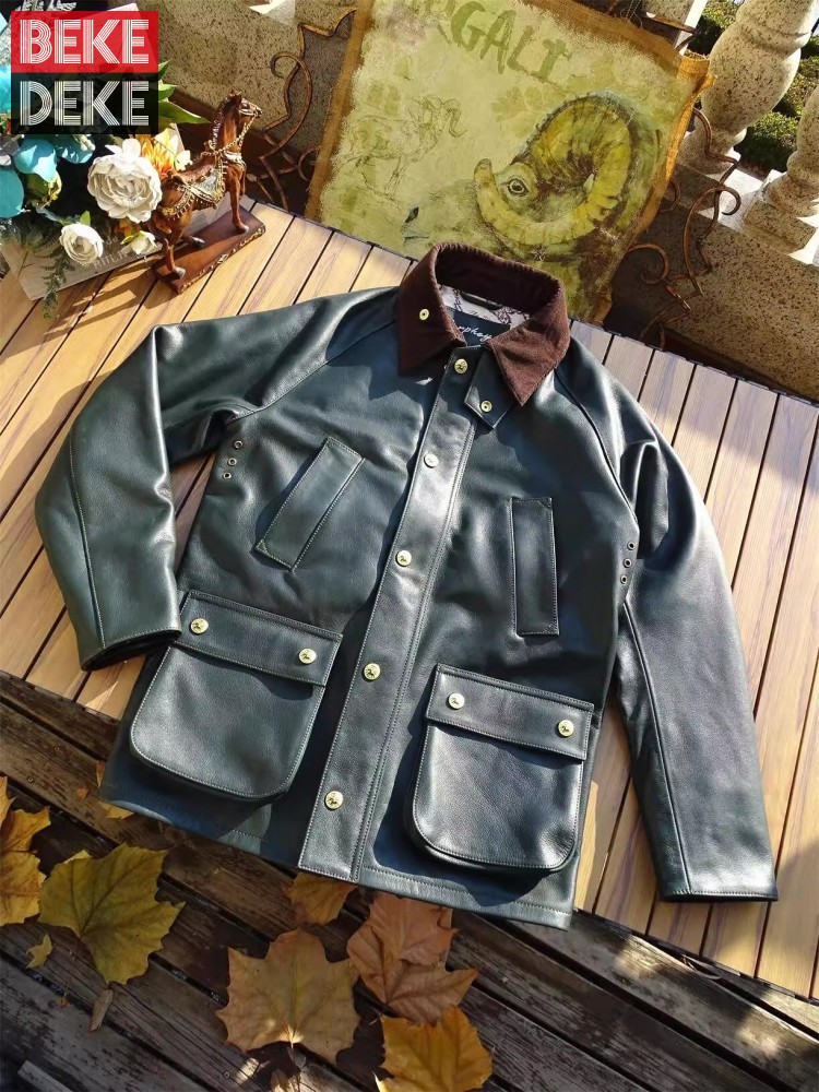 Mens Genuine Cow Leather Jacke - Leather Work Jacket Mens のレビューと価格