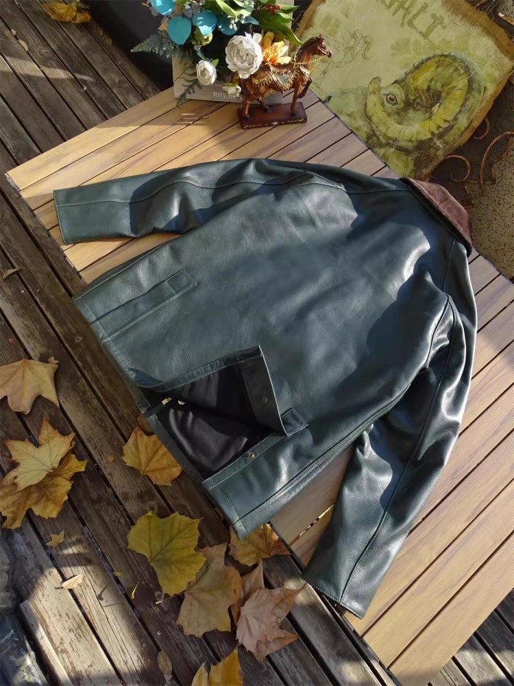 Mens Genuine Cow Leather Jacke - Leather Work Jacket Mens のレビューと価格