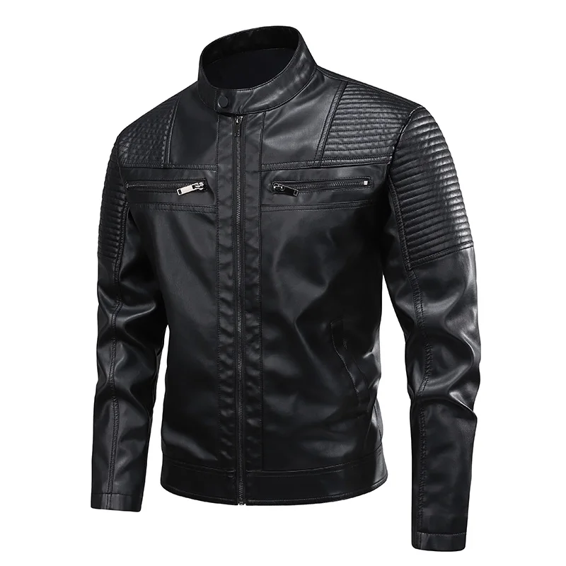 Male Korean Fashion Casual PU  - Leather Work Jacket Mens のレビューと価格