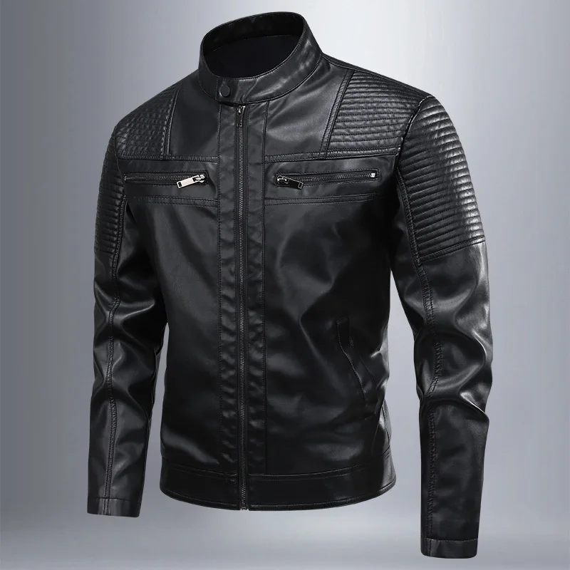 Male Korean Fashion Casual PU  - Leather Work Jacket Mens のレビューと価格
