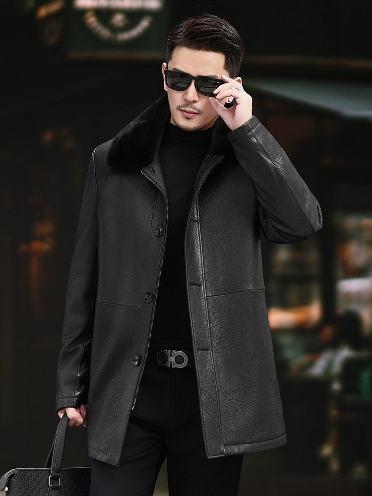 Luxury Men Winter Real Mink Fu - Leather Work Jacket Mens のレビューと価格