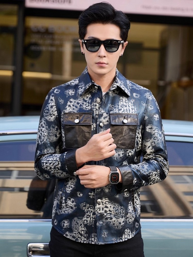 Luxury New Fashion Floral Prin - Leather Work Jacket Mens のレビューと価格