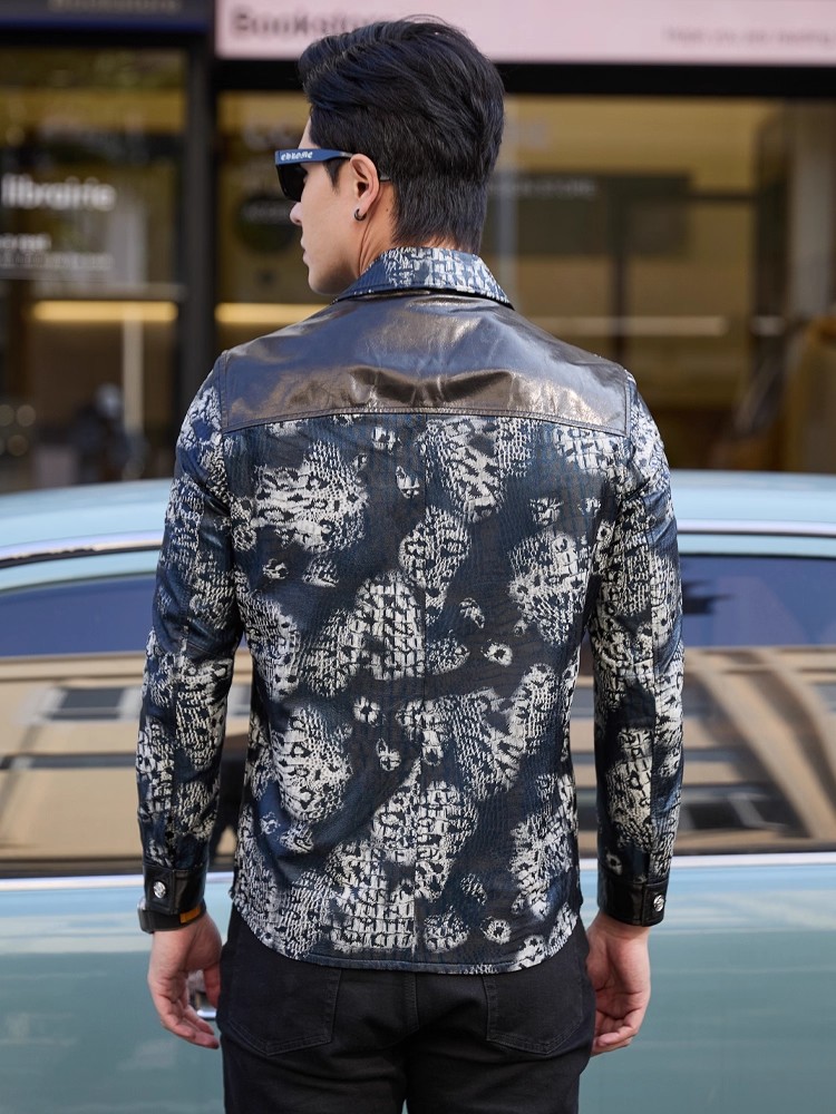 Luxury New Fashion Floral Prin - Leather Work Jacket Mens のレビューと価格