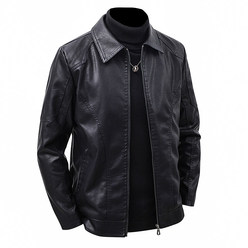 Men's Lapel Leather Jacket Spr - Leather Work Jacket Mens のレビューと価格