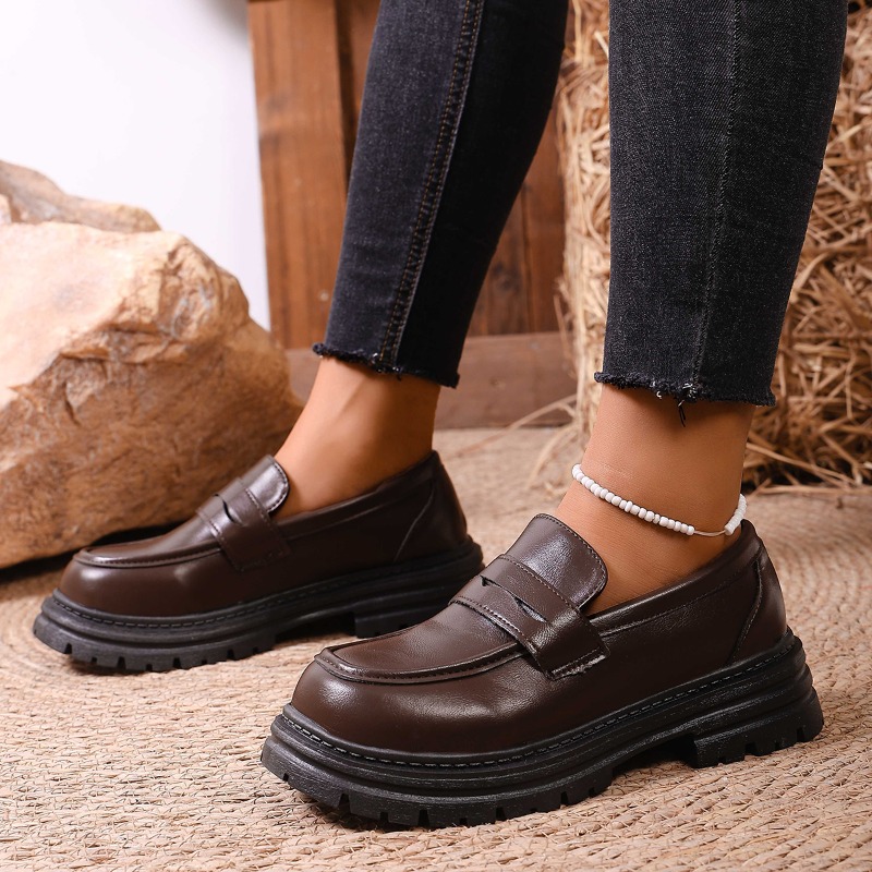 Women's Brown Leather Loafers  - Leather Work Flats Women のレビューと価格
