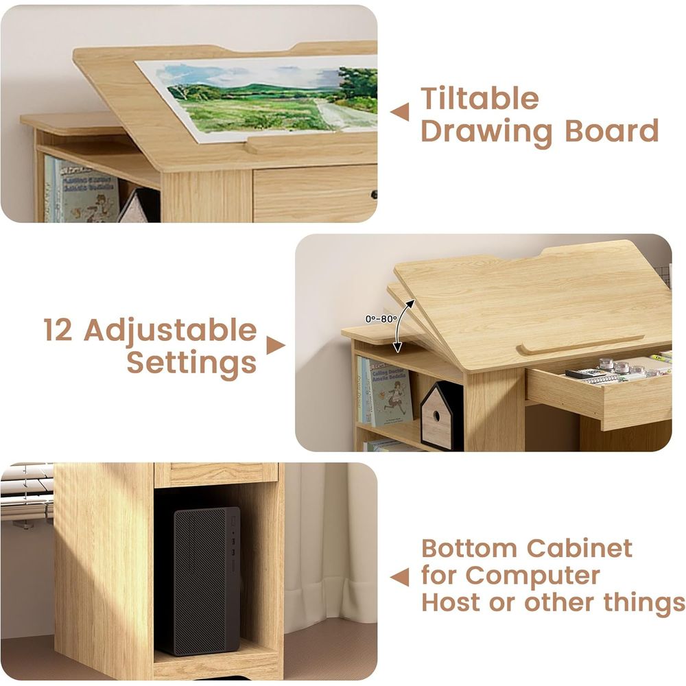Adjustable Art Desk with Stora - Leather Work In Art のレビューと価格