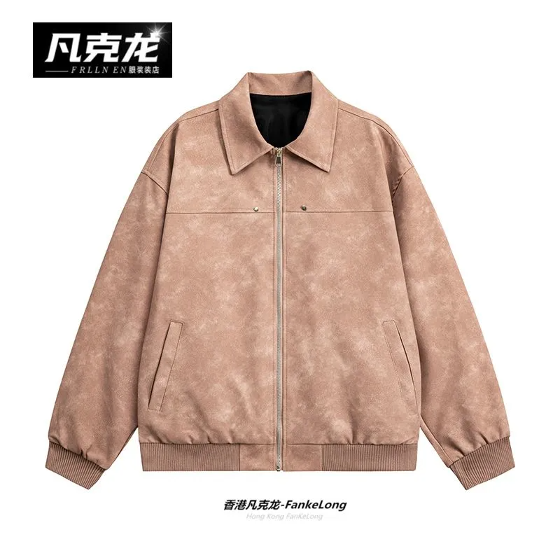 New Spring Autumn Trendy Casua - Leather Work Jacket Mens のレビューと価格