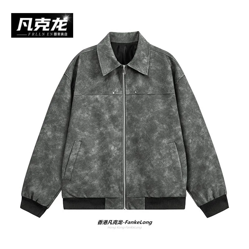 New Spring Autumn Trendy Casua - Leather Work Jacket Mens のレビューと価格