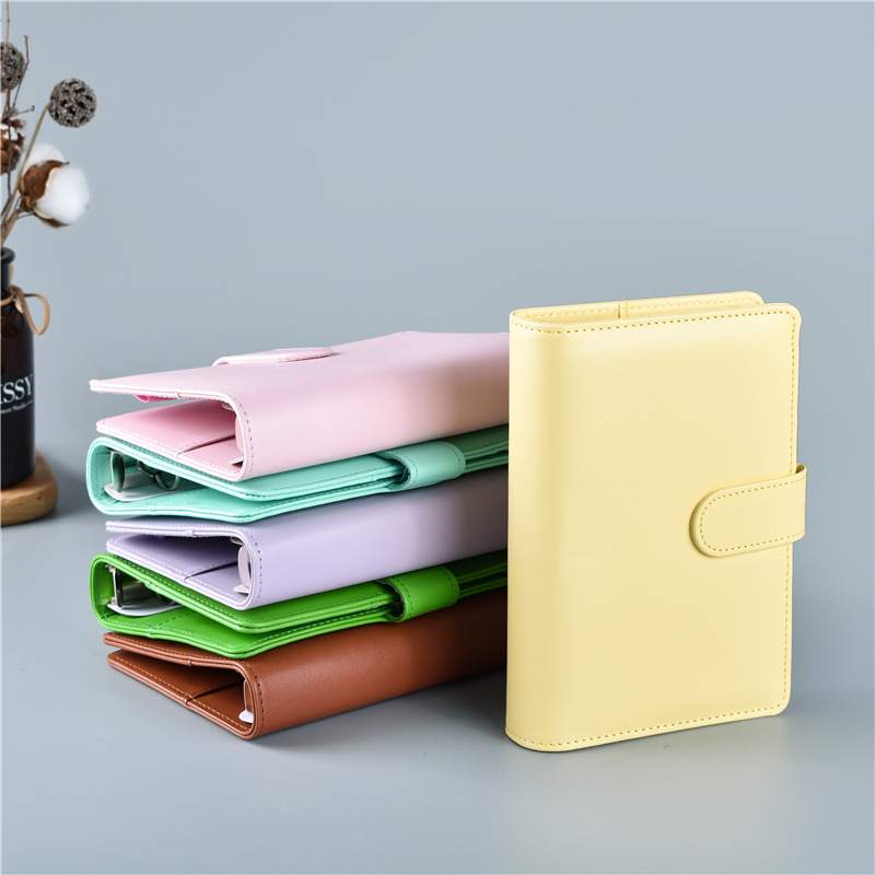 Macaron Color A5 A6 6 Ring Bin - Leather Work Notebook のレビューと価格