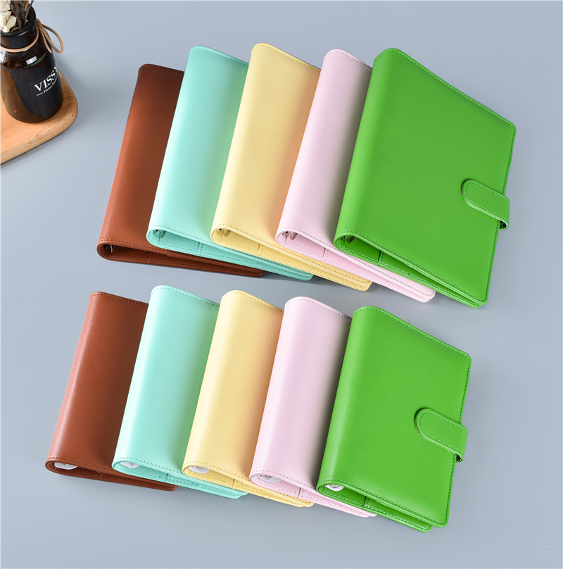 Macaron Color A5 A6 6 Ring Bin - Leather Work Notebook のレビューと価格