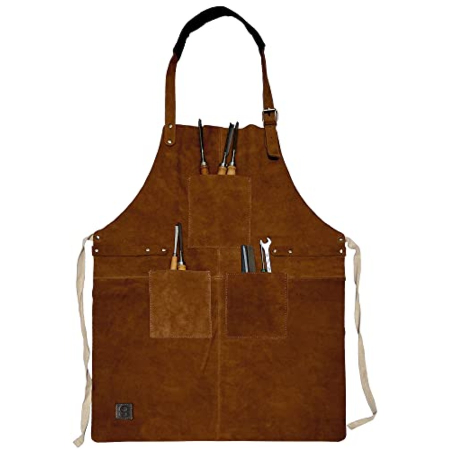 Leather Grill Work Apron with  - Leatherwork Apron のレビューと価格