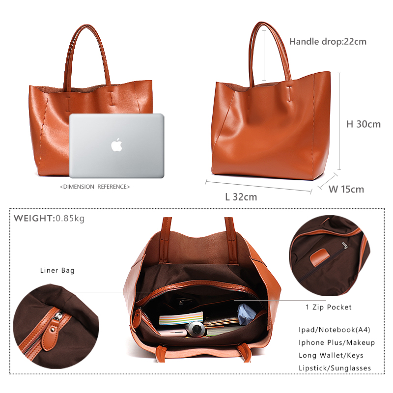 Minimalist Big Tote Bag Women  - Leather Workshop のレビューと価格