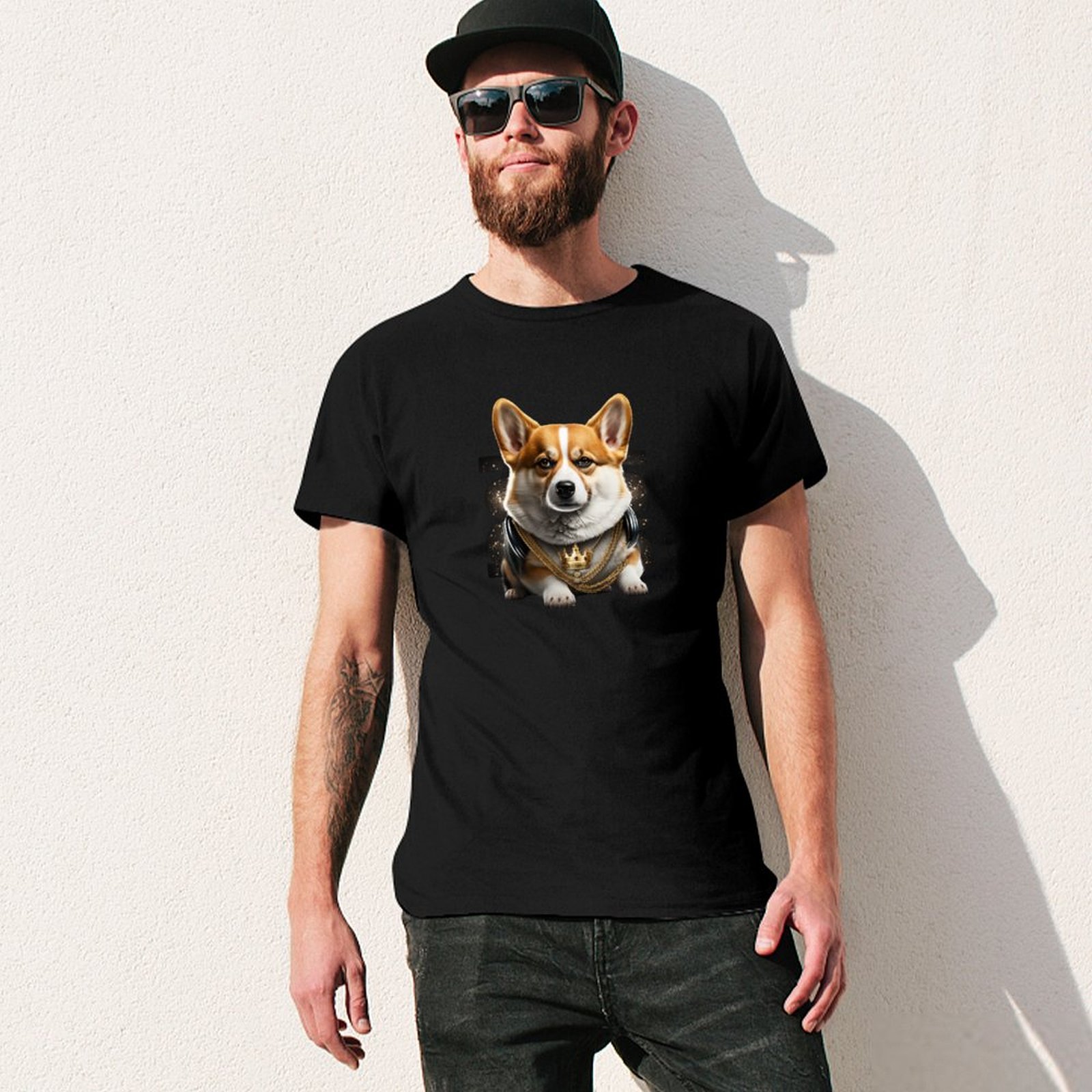 Corgi Dog With Leather Jacket  - Leather Work Jacket Mens のレビューと価格