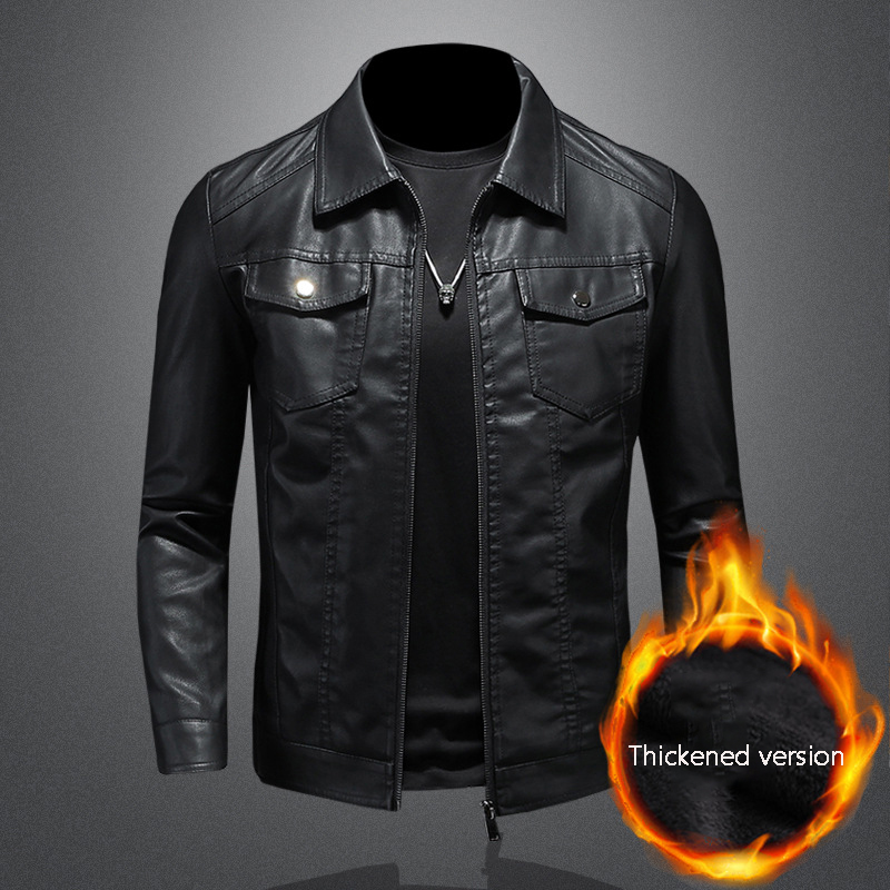 Men's Lapel Leather Jacket Aut - Leather Work Jacket Mens のレビューと価格