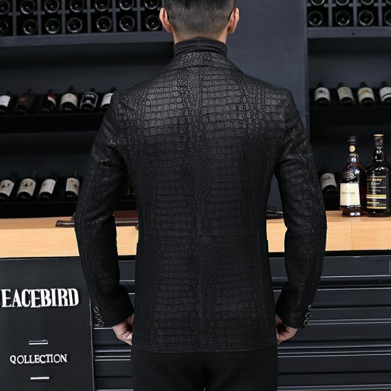 Autumn Business Men Sheepskin  - Leather Work Jacket Mens のレビューと価格