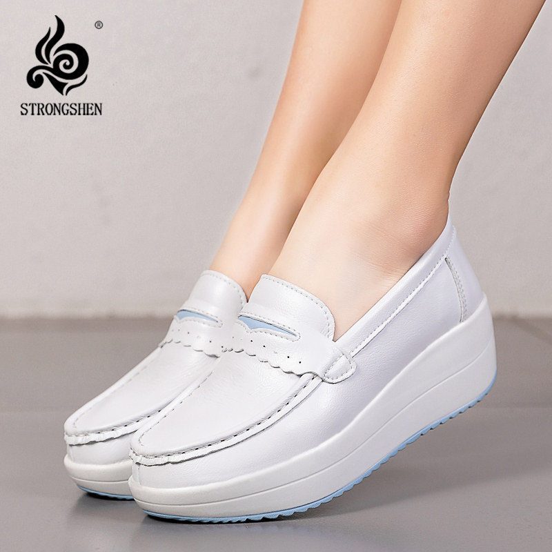 STRONGSHEN Women Platform Wedg - Leather Work Flats Women のレビューと価格