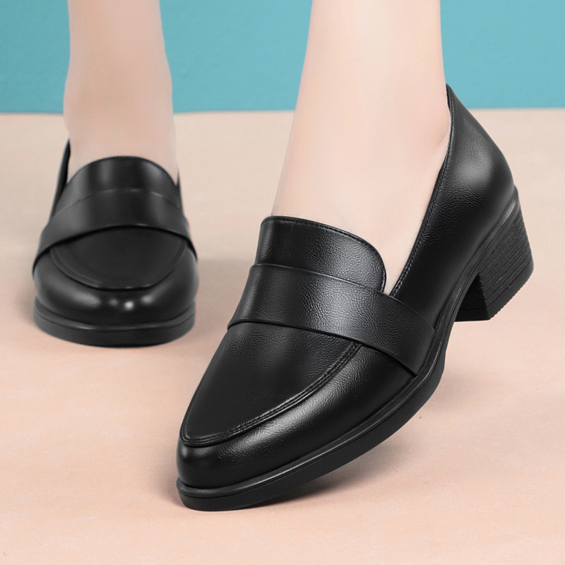 British Style Shallow Pointed  - Leather Work Flats Women のレビューと価格