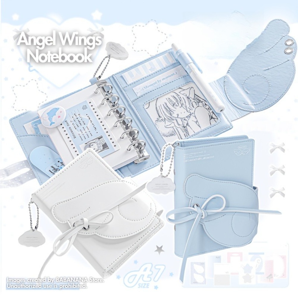 Kawaii Angel Wings Notebook A7 - Leather Work Notebook のレビューと価格