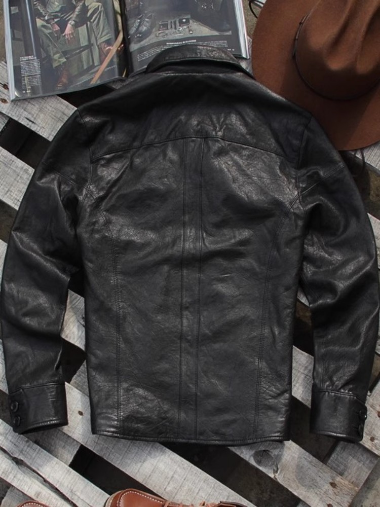 Punk Mens Genuine Leather Jack - Leather Work Jacket Mens のレビューと価格