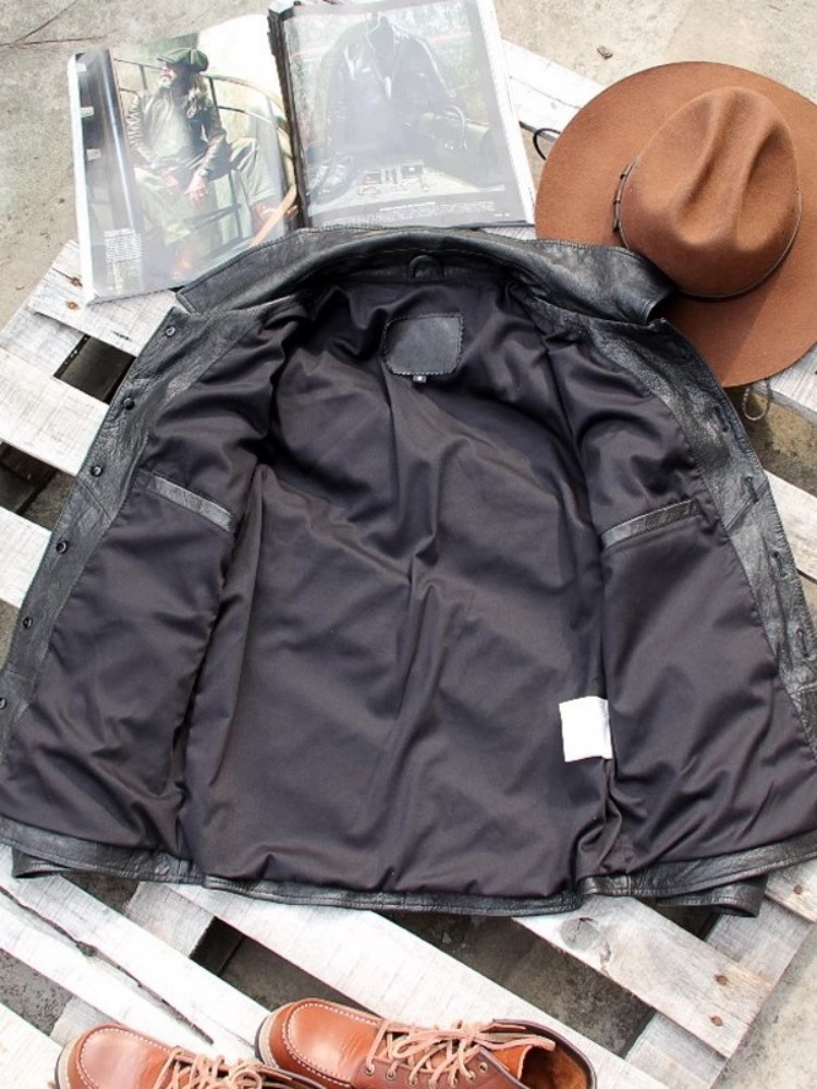 Punk Mens Genuine Leather Jack - Leather Work Jacket Mens のレビューと価格