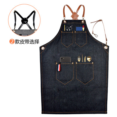 Floral PU Leather Straps Denim - Leatherwork Apron のレビューと価格