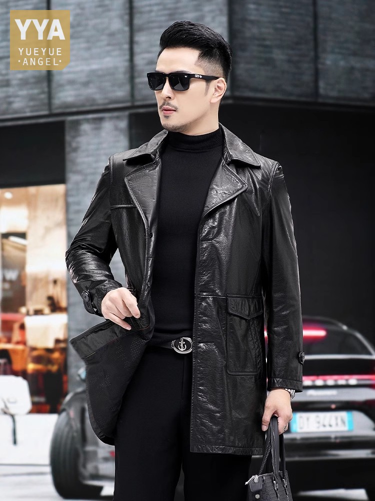 Luxury Men Business Work Slim  - Leather Work Jacket Mens のレビューと価格
