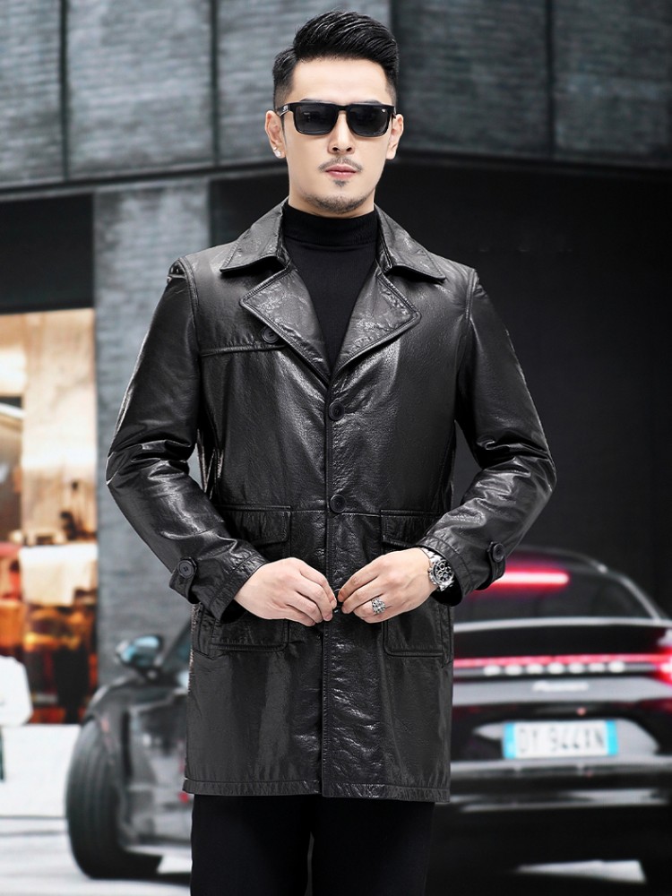Luxury Men Business Work Slim  - Leather Work Jacket Mens のレビューと価格