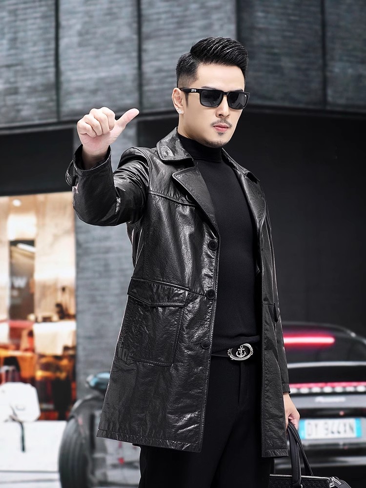 Luxury Men Business Work Slim  - Leather Work Jacket Mens のレビューと価格