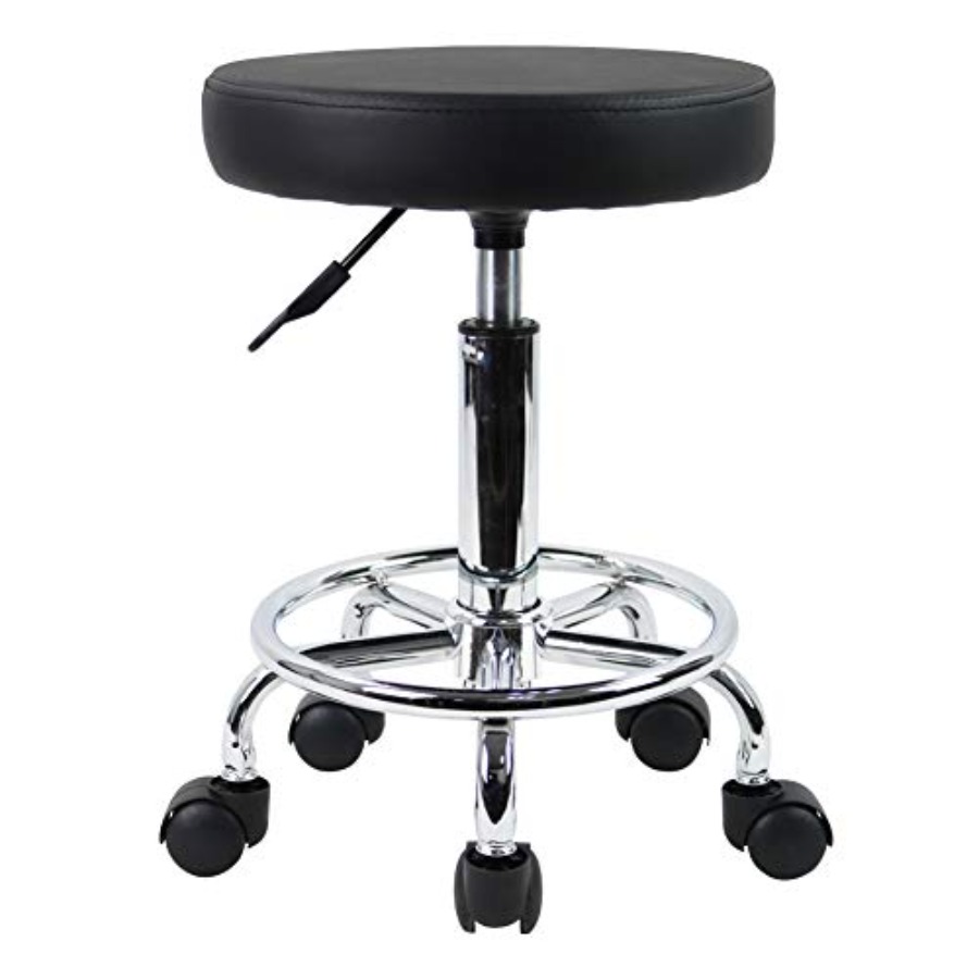 PU Leather Round Rolling Stool - Leather Working のレビューと価格