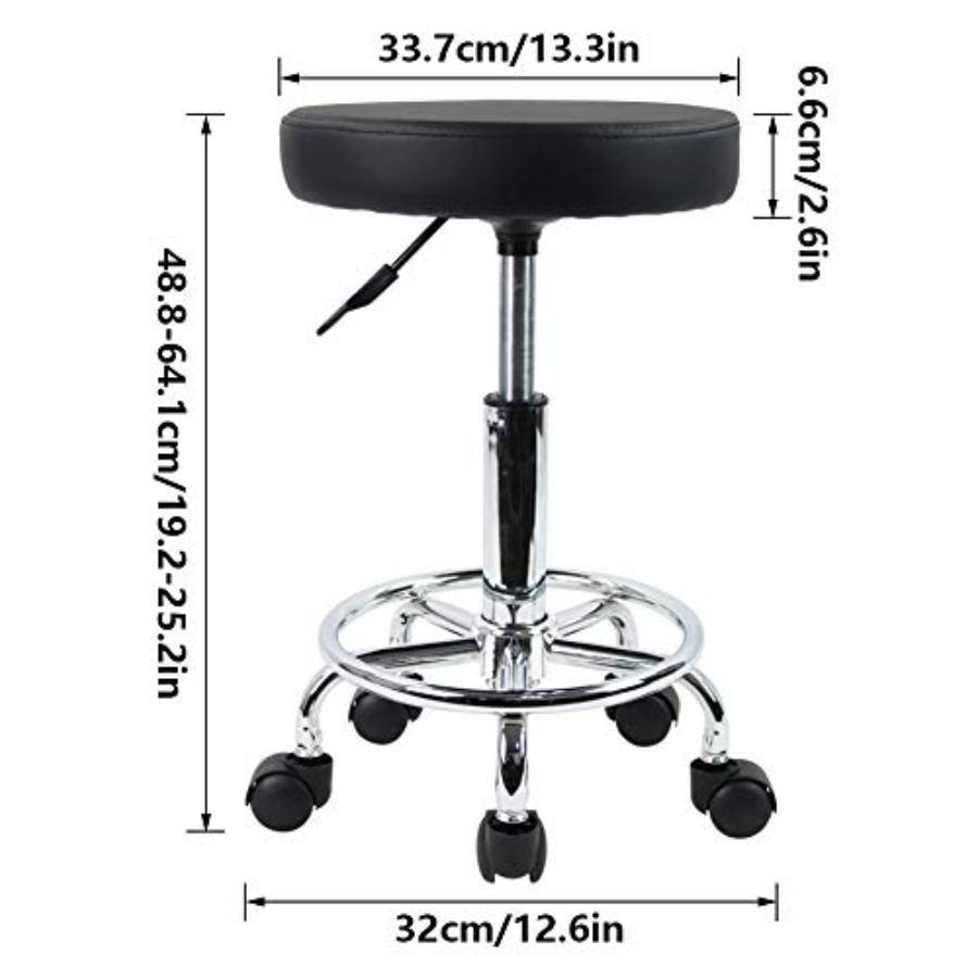 PU Leather Round Rolling Stool - Leather Working のレビューと価格