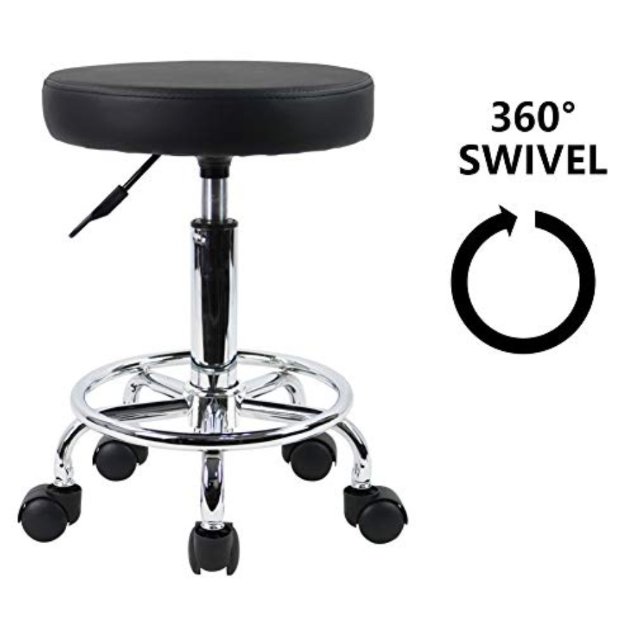 PU Leather Round Rolling Stool - Leather Working のレビューと価格